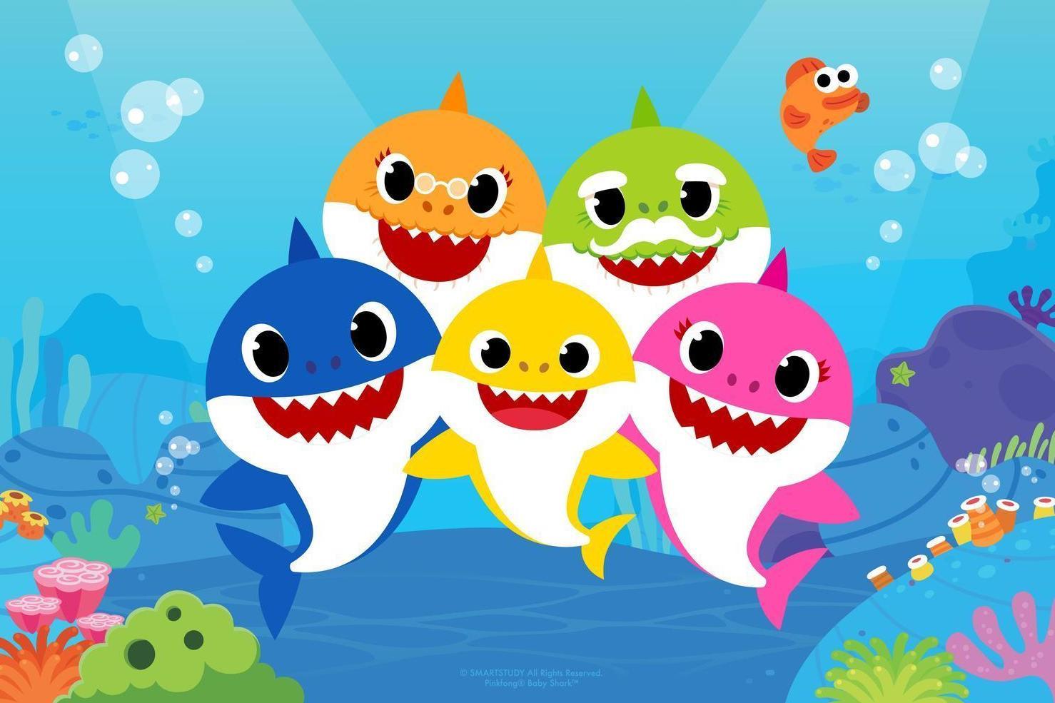 四条鲨鱼的动画片图片